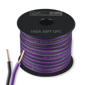Cable parlante 50FT 16-18AWG cobre OFC 99.97%, negro y púrpura - Picture 1 of 12