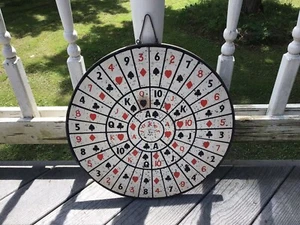 Vintage Double Sided Dart Board Baseball & Poker 17 1/4” - Picture 1 of 5