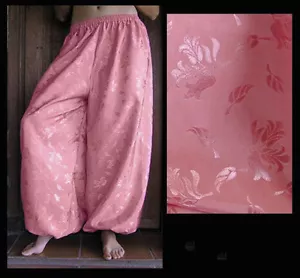 Pantalones Harén Danza del Vientre Rosa Polvorienta Rosa con Diseño Floral en Grabado - Imagen 1 de 1