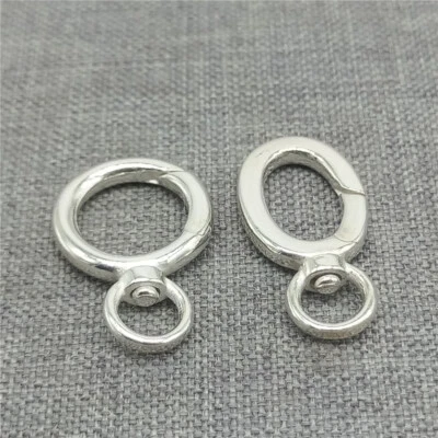 2 Sterling Silver Swivel Circle Clasps 925 Silver Oval Push Clasp for Necklaces - Image 1 of 3
