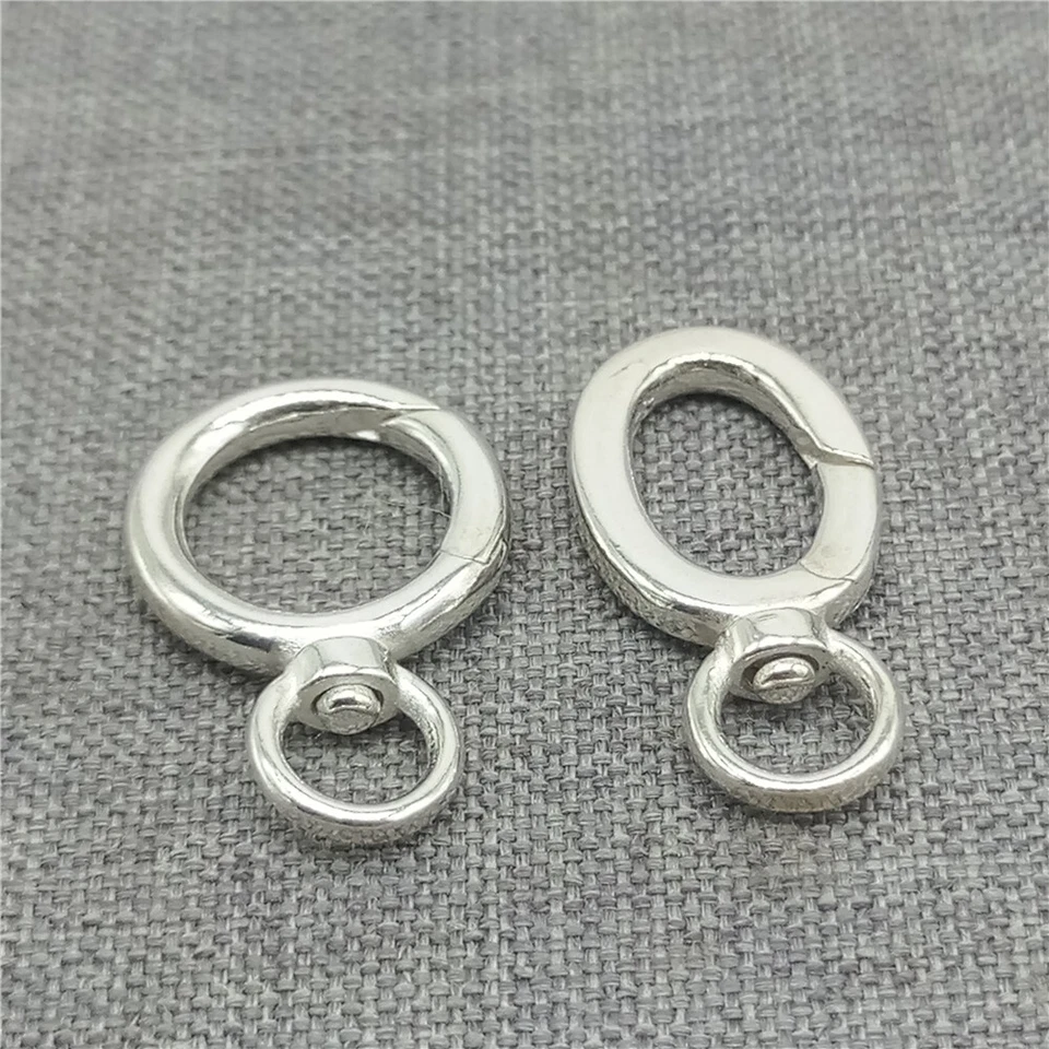 2 Sterling Silver Swivel Circle Clasps 925 Silver Oval Push Clasp for Necklace - Image 1 of 4