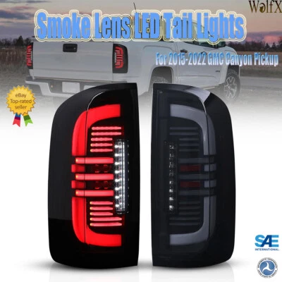 Smoke LED Tail Lights For 2015-2022 GMC Canyon Pickup Black Rear Brake Lamps - Image 1 of 4