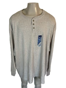 Big Men's Beige Basic Editions Henley Shirt. 4XL. 100% Cotton. Long Sleeve - Picture 1 of 8