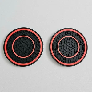 Car Cup Holder Coasters Red 2 Pack Anti Slip Pads Mats Accessories Style - Picture 1 of 7
