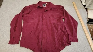 Hey Man Hemd Herren Large Burgund 100 % Seide Knopfleiste zwei Brusttaschen - Bild 1 von 17