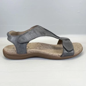 Taos The Show Keilsandalen Damengröße 9 grau Leder T-Riemen verstellbare Schuhe - Bild 1 von 10