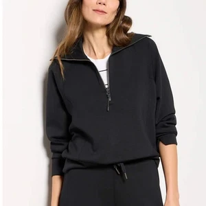 Spanx AirEssentials Half Zip Pullover 3X Black Modal Blend Collared Sweatshirt - Picture 1 of 10