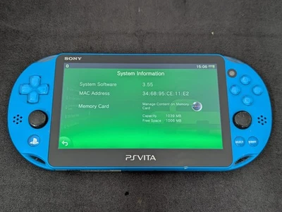 B846 Sony PS Vita PCH-2000 console Aqua Blue Handheld system fx - Image 1 of 4