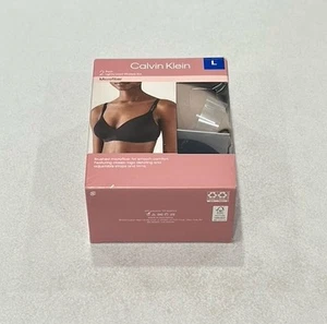 Calvin Klein Women's 2Pack Lightly Lined Microfiber Wirefree Bra,Ostrich/Shore,L - Picture 1 of 8