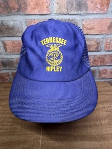 Vintage Ripley Tennessee FFA Vocational Navy Blue Made In USA Snapback Hat - Picture 1 of 7