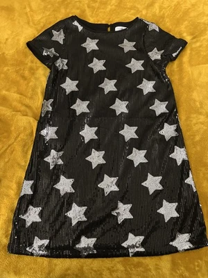 Nuevo con etiquetas Vestido de Vacaciones Sugar & Jade Lentejuelas Negro Plata Estrella Talla Mediana Foto 1 de 2