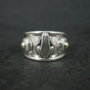 Barry Kieselstein CORD 14k Gold & Sterling Silver Frog Ring 2004 925 Size 6.5 - Picture 1 of 7
