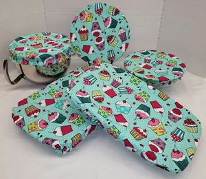 Teal Cupcake Reusable Fabric Bowl and Casserole Pan Covers (3 Options) - Picture 1 of 3