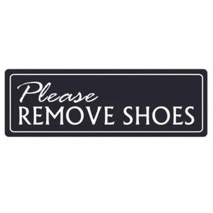 Standard Please Remove Shoes Wall Door Sign - Black - Small 2" X 6" - Picture 1 of 1