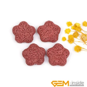 27mm Volcanic Lava Colorful Flower Shape Gemstone Beads For Jewelry Making 15" - Picture 1 of 87