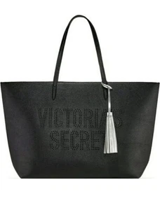 Victoria’s Secret Tote Bag Purse Faux Leather Black - Picture 1 of 1