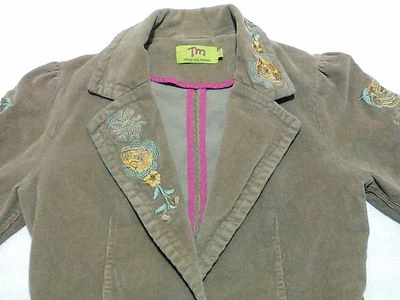 Chaqueta Pana True Meaning Talla S Pequeña Marrón Bordado Flores Foto 1 de 4