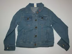 New Carter's Girls 6 6X Year Denim Blue Jean Jacket Heart on Collar Button Down - Picture 1 of 2
