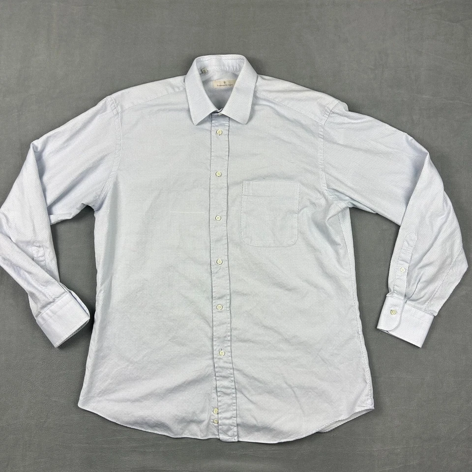 Camisa de Vestir Ermenegildo Zegna Para Hombres 41/16 Azul Claro Cuello Punta Hecha en Italia Teñida Foto 1 de 4