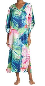 Natori Private Luxuries LARGE Caftan Lightweight, Easy Care NWT Palm Robe Dress