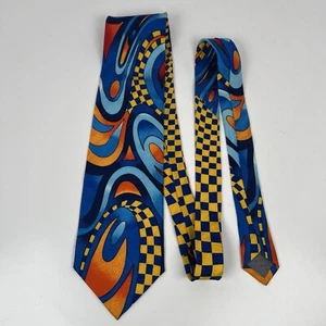Rush Limbaugh No Boundaries Mens Silk Necktie USA Geometric Blue/Multi-Color EUC - Picture 1 of 5