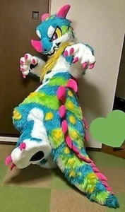 Fursuit Long Fur Dragon Mascot Costume Cosplay Party Advertising Carnival - Picture 1 of 2