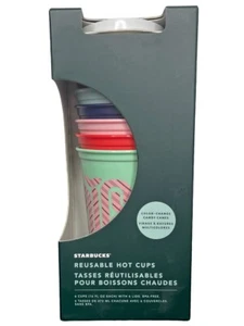 Starbucks® Reusable HOT Cups 16oz Color Change "Candy Canes" - Set of 6 w/ lids - Imagen 1 de 6