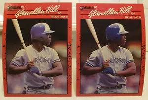 DOT/NO DOT ERROR (ERR) COMBO: 1990 DONRUSS BASEBALL #627(a) & (b) GLENALLEN HILL - Picture 1 of 3