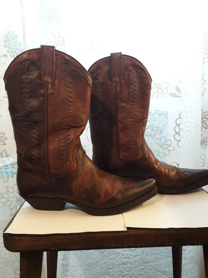 Stivali Tony Mora uomo , tg.43/calzano 41,5/ western,completamente in pelle,vint - Immagine 1 di 4