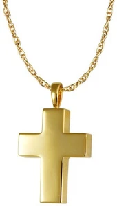Cross Ash Holder Cremation Urn Pendant Necklace Jewelry 18k Gold Plated Silver - Picture 1 of 3