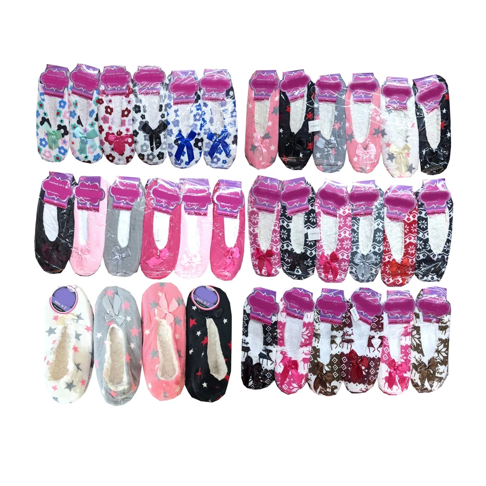 1,3 pares de zapatillas de lana para mujer calcetines forrados invierno cálido confort bailarina Foto 1 de 1