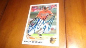 Tarjeta firmada por Endy Chávez Orioles de Baltimore 2013 Topps certificado de autenticidad - Imagen 1 de 1