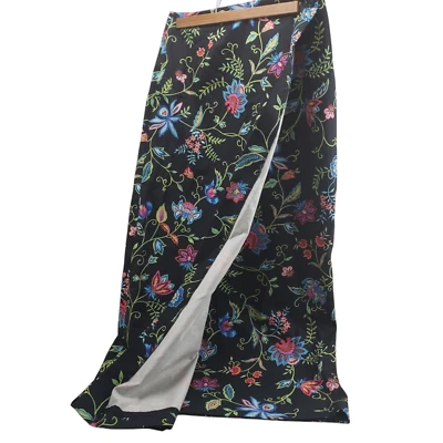 Falda Talbots Vintage Negra Floral Talla 6 Algodón Hecha en EE. UU. Foto 1 de 4