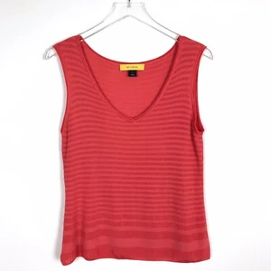 Camisa Top St. John Para Mujer Sin Mangas Concha Mediana Coral Rosa Rayas Lana Rayón - Imagen 1 de 11