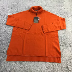 New State Cashmere Sweater Womens Small Turtleneck Orange Tunic Oversized Casual - Picture 1 of 12