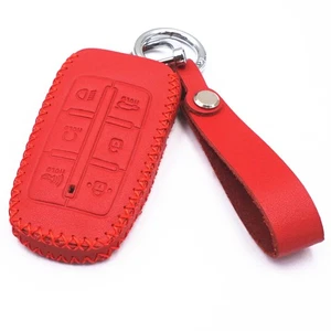 For Genesis G70 GV70 G80 G90 GV80 GV90 Red Leather 6 Buttons Key Fob Cover - Picture 1 of 5