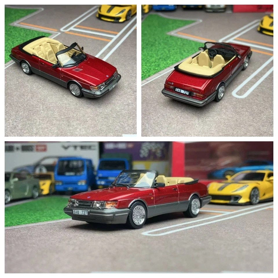 Asfalto 1:64 Rojo SAAB 900 Turbo Convertible Deportivo Diecast Modelo Coche Edición Limitada Foto 1 de 1