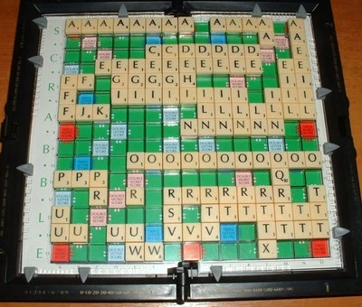 4 for 99p REPLACEMENT SCRABBLE TILES HARD CASE TRAVEL BLACK LETTERS CREAM TILES - Image 1 of 2