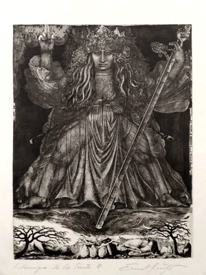 Ernst FUCHS Wien Radierung Samson ° signierter Probedruck ° Zustandsdruck °° - Bild 1 von 3