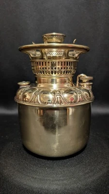 Brass Oil Lamp Font Meriden Bronze Co Meteor GWTW Parlor Banquet Kerosene Oil - Image 1 of 4