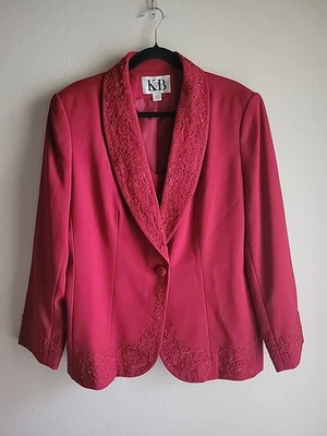 Blazer para mujer vintage rojo cereza fiesta bordado con cuentas 16w fiesta de Navidad Foto 1 de 4