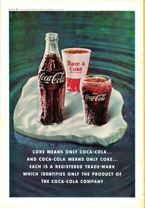 Coca Cola Print Ad COKE MEANS ONLY COCA-COLA Vintage c1960 - Picture 1 of 1