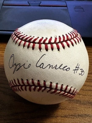 OZZIE CANSECO 2 SIGNED AUTOGRAPHED OMWL BASEBALL! Athletics, Cardinals! Jose Bro - Image 1 of 2