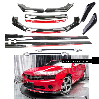 Комплект спойлеров кромок переднего бампера для Chevrolet Camaro LT + боковая юбка глянцевый черный - Изображение 1 из 4