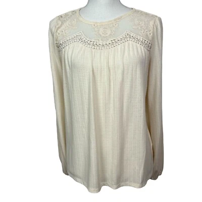 Top Pullover Mujer Maurice’s Talla XS Color Marfil Encaje Bordado Campesino LS Foto 1 de 4