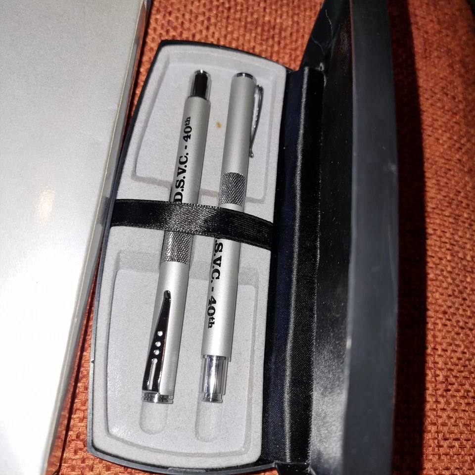 2 X Titanium Ink Fountain Pens..personalised..New.never Used.Hard Case. - Image 1 of 4