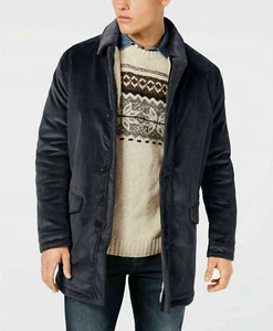 BAR III Men's Slim Fit Corduroy Overcoat Grey Size 40R - Picture 1 of 8