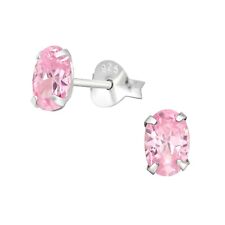 Pink Crystal Oval Shaped Stud Earrings Gift Boxed
