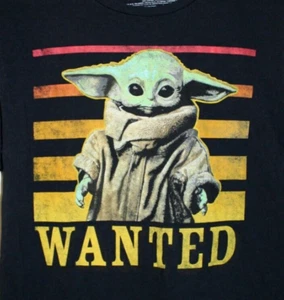 Star Wars Wanted Baby Yoda Graphic Tee Shirt Black Size M - Picture 1 of 4