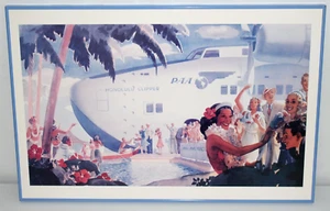 Pan American World Airways PAA Honolulu Clipper Plane Art Framed VTG Airlines HI - Picture 1 of 24